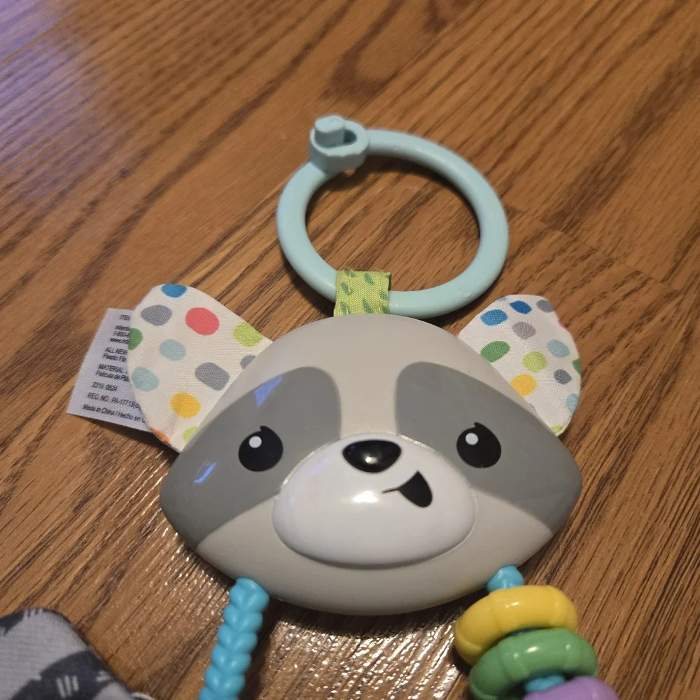 Infantino Jingle Charms Raccoon Rattle Travel Toy Baby Toy Infant Diaper Bag Toy